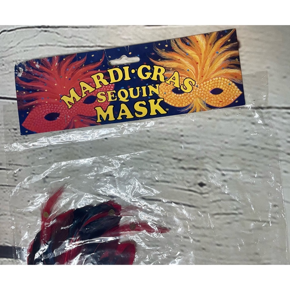 Red Sequin Masquerade Mask - Picture 8 of 15